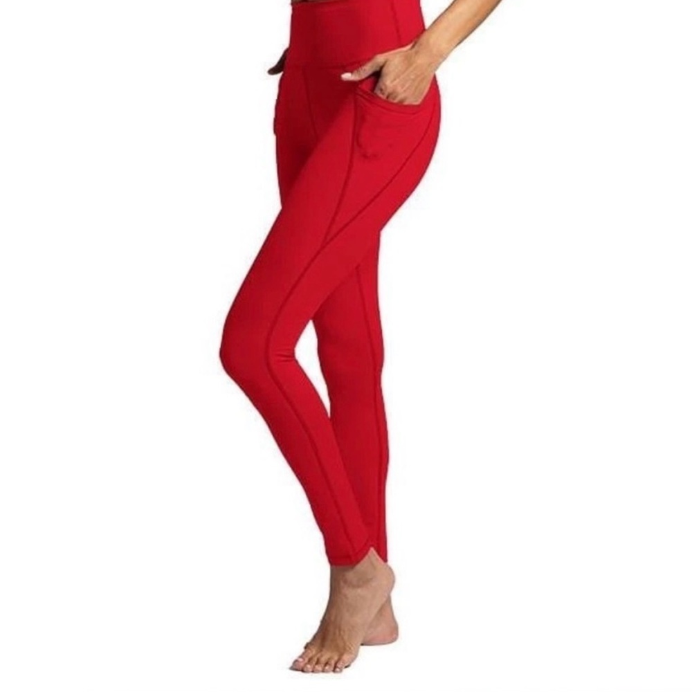 Whisper Leila Leggings Red Cabernet with side pockets NWT